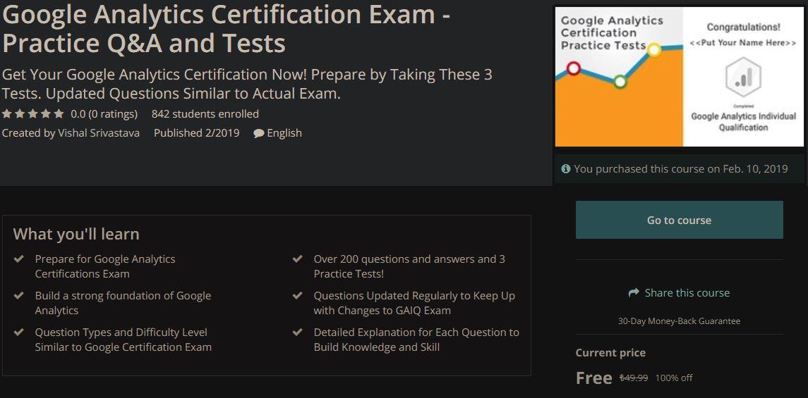 Udemy Google Analytics Certification Exam Practice Q A And Tests Giveaways Nsane Forums